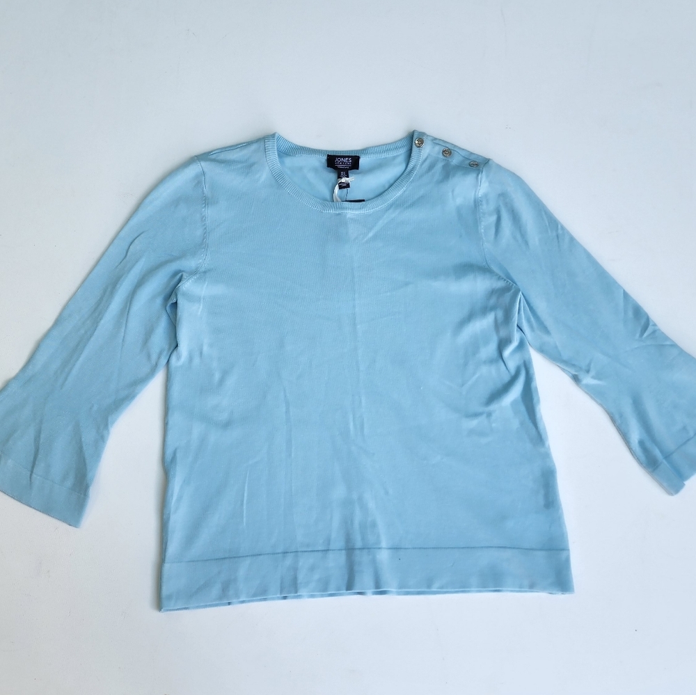 Jones New York Light Blue 3/4 Bell Sleeve Top Size S